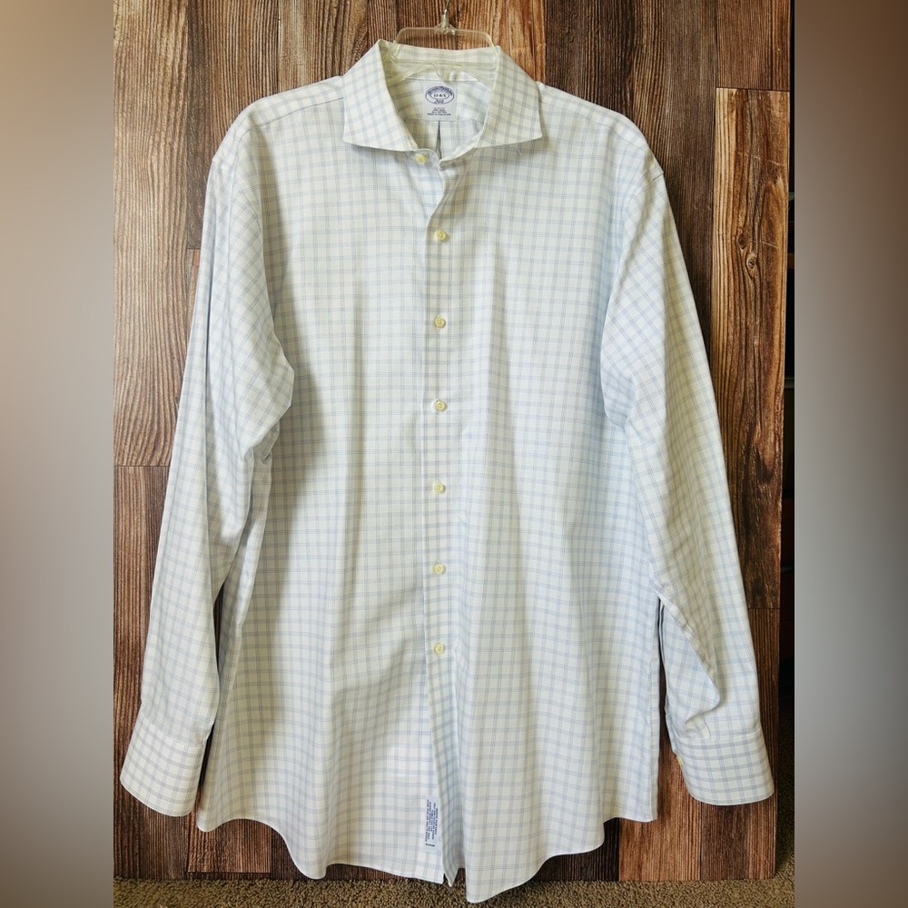 Men's Blue and White Brooks Brothers Button Down Dress Shirt